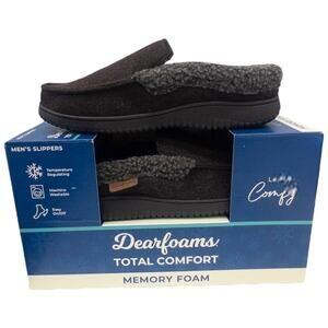 Dearfoams Mens Slippers Indoor Outdoor Memory Foam Slip On Loafer Espresso Brown